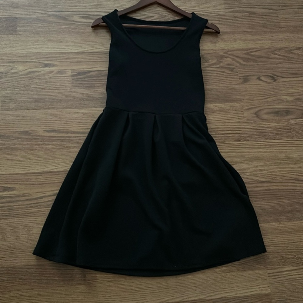 COMFY stretchy black skater dress